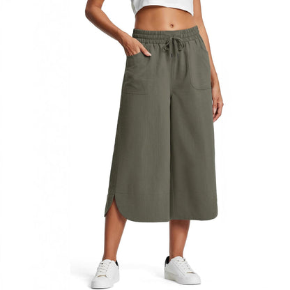 Bequeme Damen Culotte Elastisch Mit Taschen