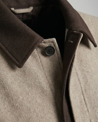 Herren Wollhemdblouson Grau Verdeckte Taschen Modern