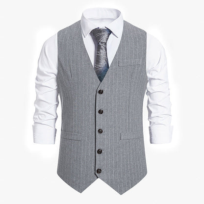 Herren Anzugweste Elegant Nadelstreifen Mit Taschen