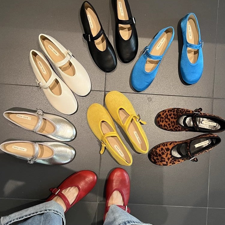 Damen Schuhe Mary Janes Glänzend Mit Verstellbarem Riemen - BerlinGlamour