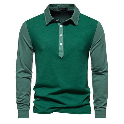 Herren Henley Shirt Langarm Atmungsaktiv Kontrastärmel