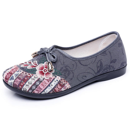 Damen Ballerinas Bequem Elastisch Floral