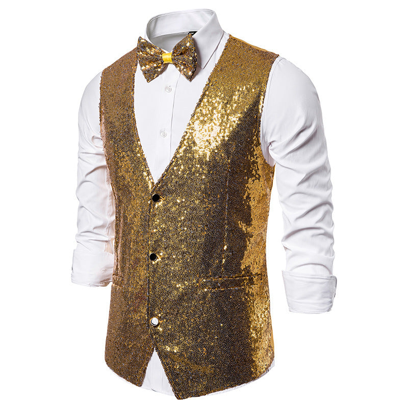 Herren Glitzerweste Festlich Mit Fliege Glamour