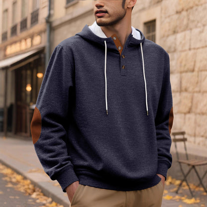 Herren Kapuzenpullover Modern mit Knöpfen und Verstärkung