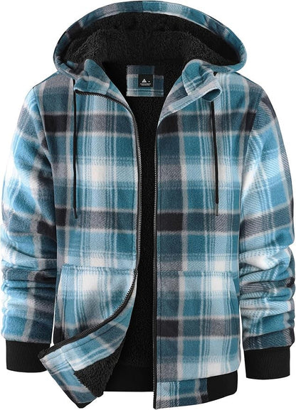 Herren Fleecejacke Karomuster Kuschelig Warm