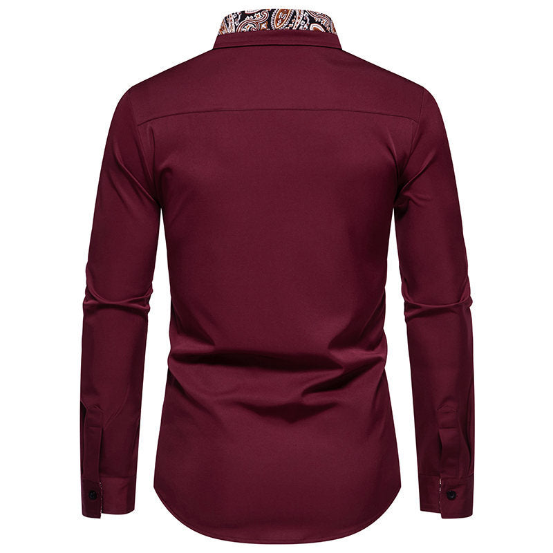 Herren Hemd Langarm Modern mit Kragen und Muster