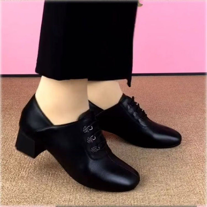 Damen Schnürschuhe mit Blockabsatz Elegante Höhe Schuhe