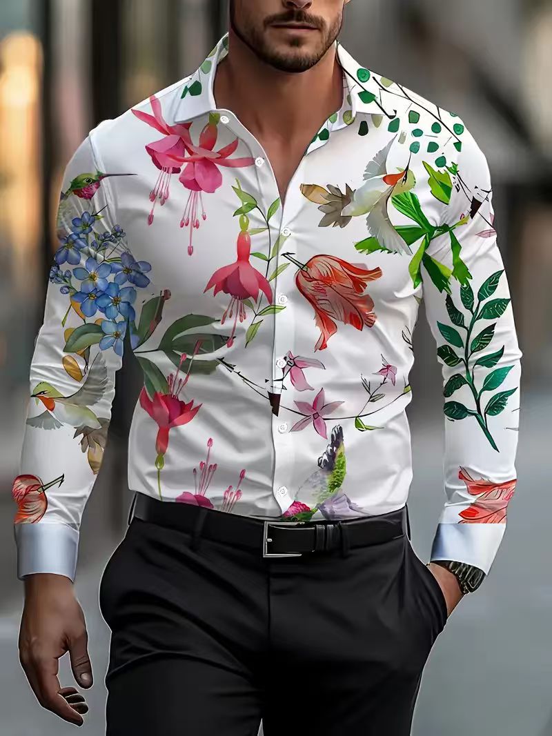 Herren Hemd Flora Muster Elegant Berlin