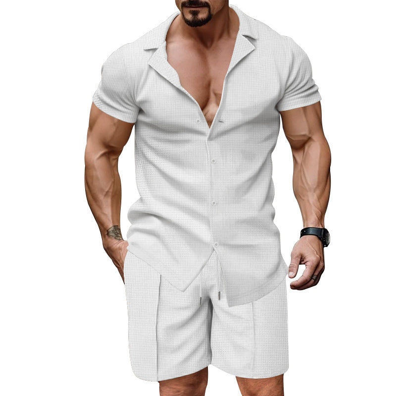 Herren Kurzarmshirt Set Strukturiert Modern Trendy - BerlinGlamour