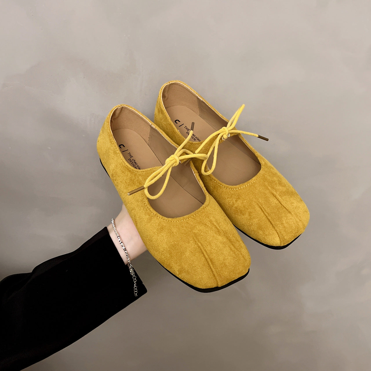 Damen Ballerinas Elegante Schleifen Wildleder