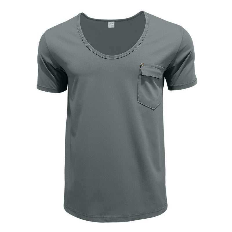 Herren T-Shirt V-Ausschnitt mit Brusttasche Casual Berlin