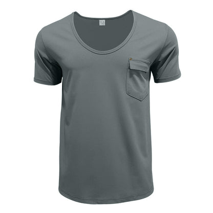 Herren T-Shirt V-Ausschnitt mit Brusttasche Casual Berlin