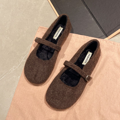 Damen Filzschuhe Bequem Elegant Riemchen Schwarz