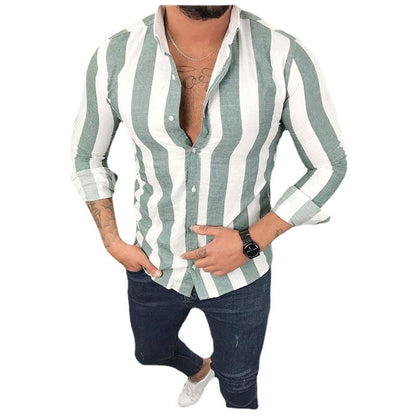 Herren Langarmhemd Streifenmuster Modern Berlin Style