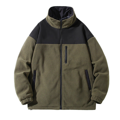 Herren Fleecejacke Warm Hochkragen Reißverschluss Taschen