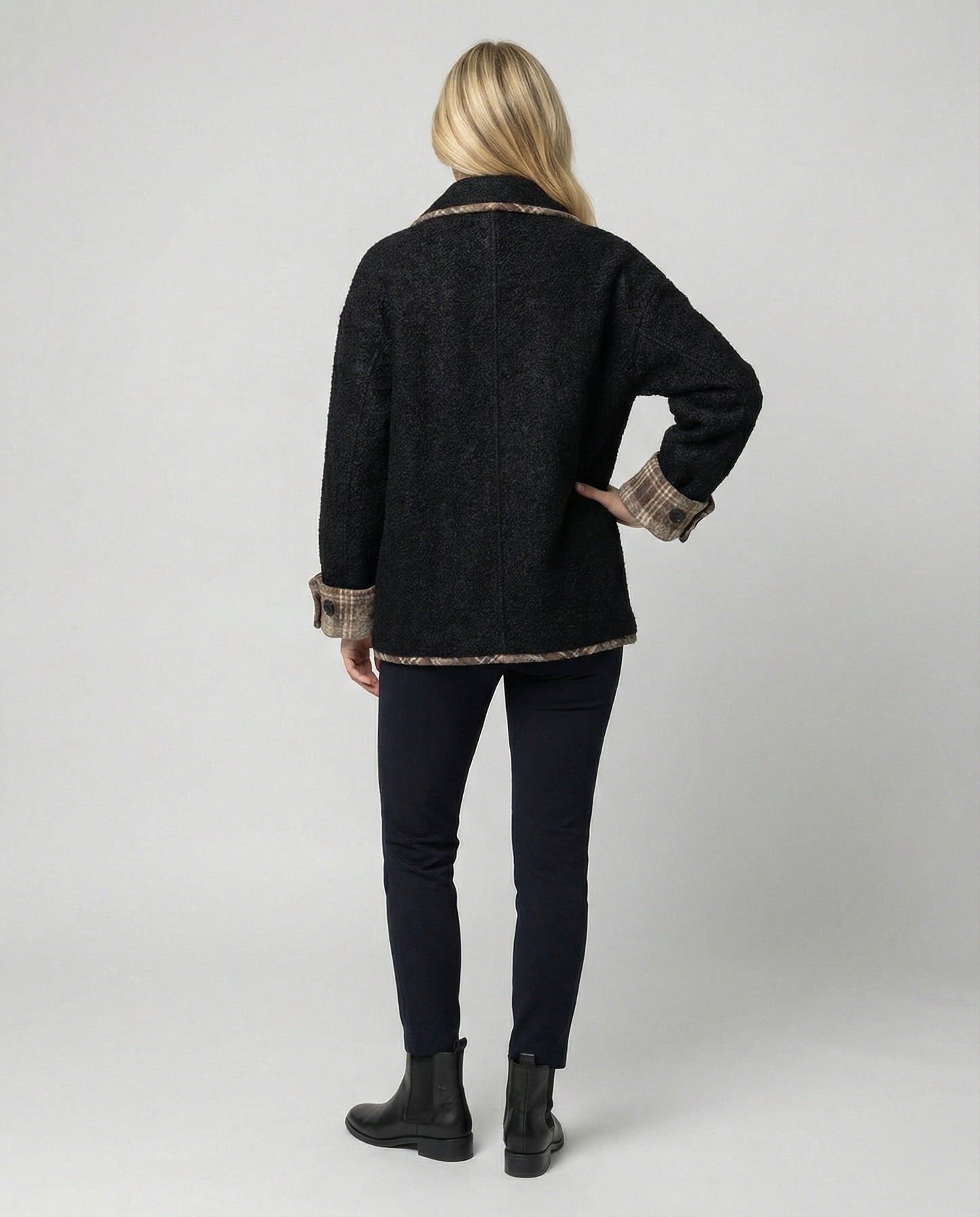 Damen Sakko Retro Wollmix mit Fake Zweiteiler Look