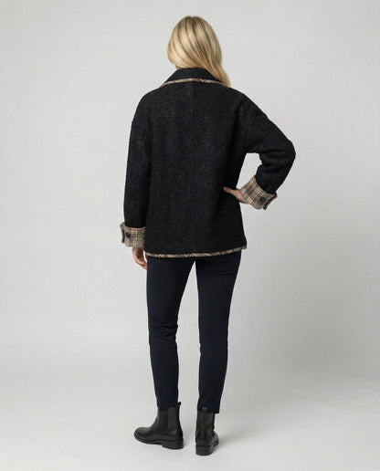 Damen Sakko Retro Wollmix mit Fake Zweiteiler Look