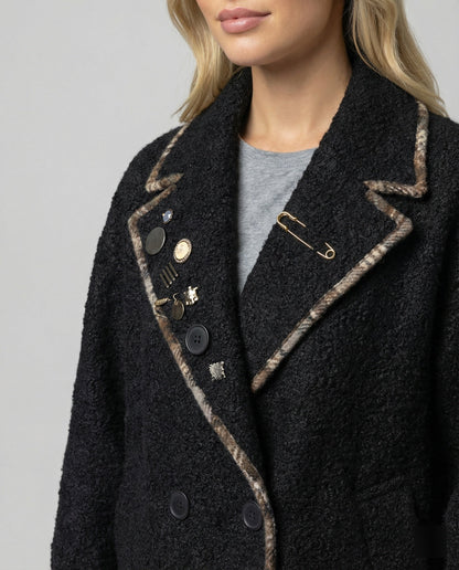 Damen Sakko Retro Wollmix mit Fake Zweiteiler Look