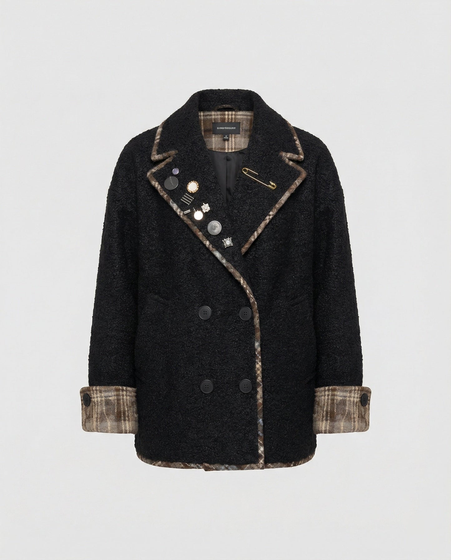 Damen Sakko Retro Wollmix mit Fake Zweiteiler Look
