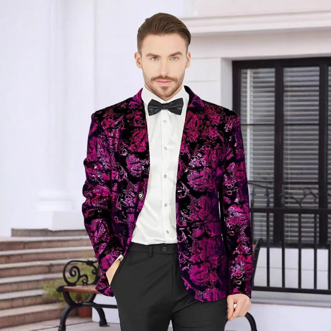 Herren Blazer Pailletten Jacke Floral Modern