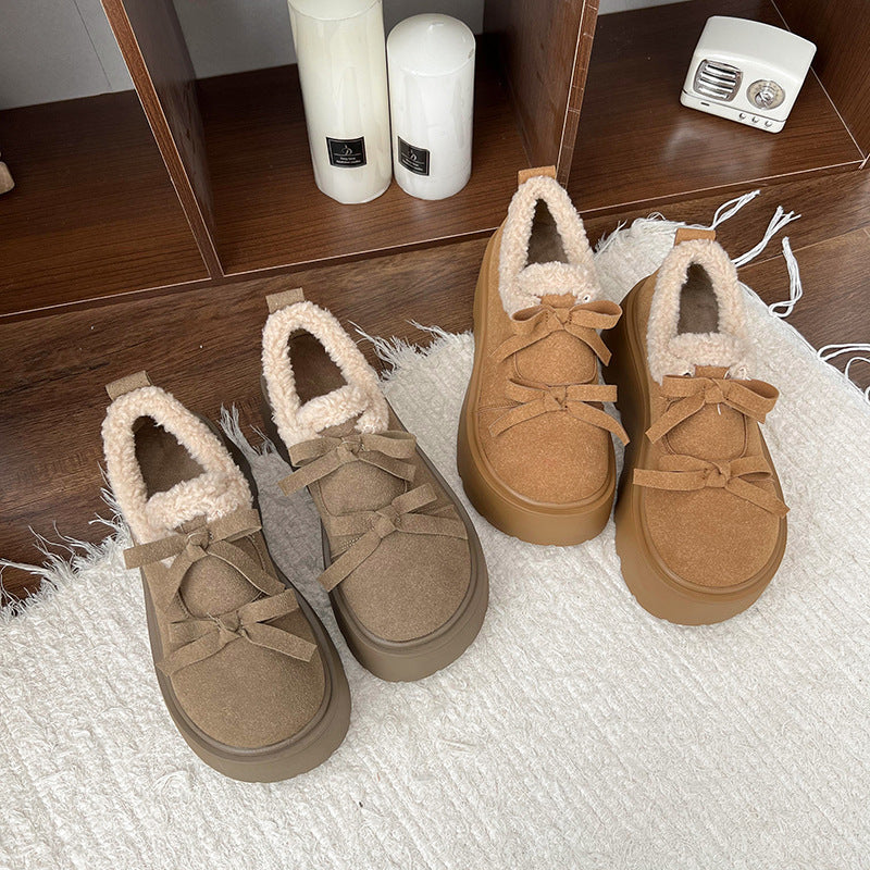 Damen Plateau-Schuhe Weich Lammfell Warm Komfortabel - BerlinGlamour