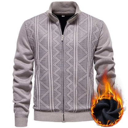 Herren Strickjacke Zopfmuster Stehkragen Warm - BerlinGlamour