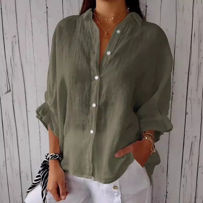 Leichte Damen Leinenbluse mit lockerer Passform Sommer