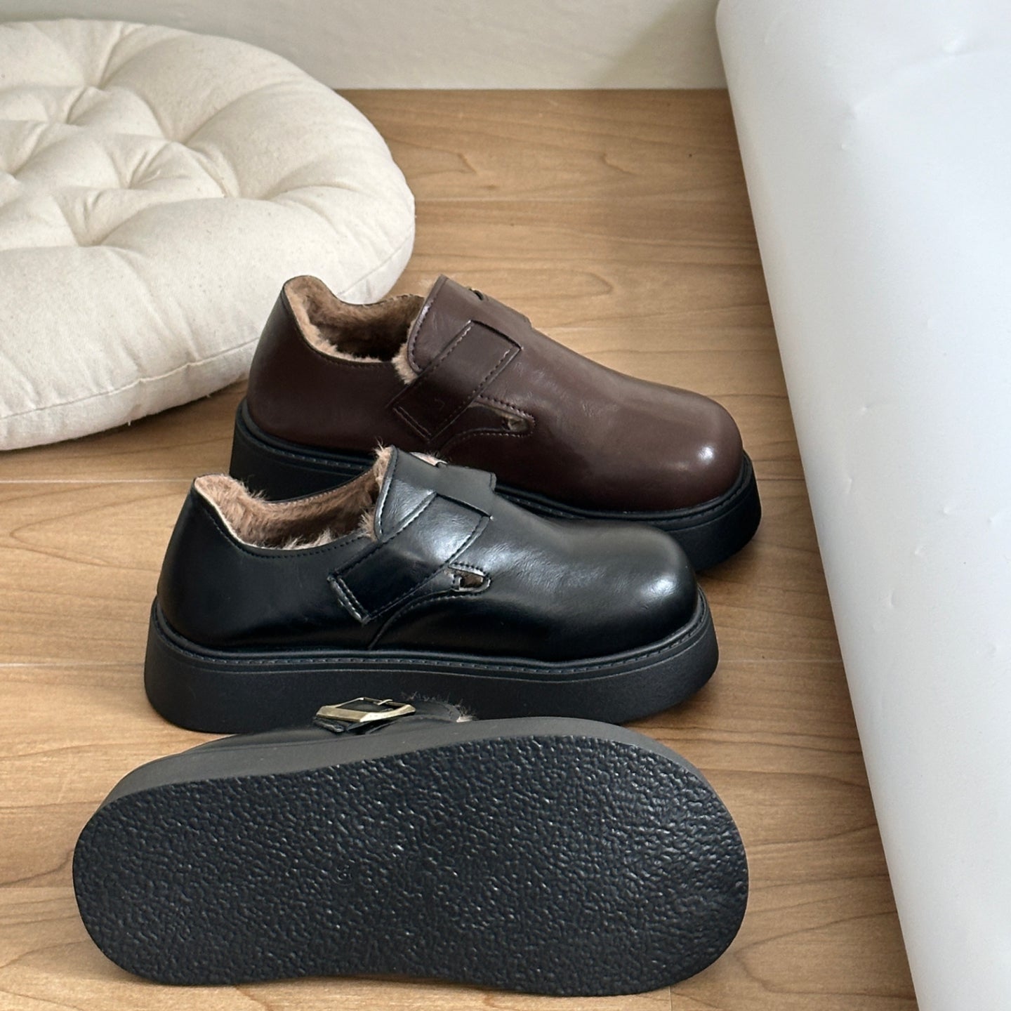 Damen Mokassins Bequem Schnallenverschluss Komfort Schuhe