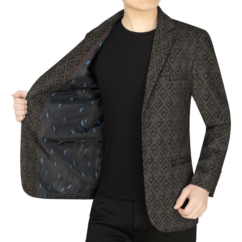 Elegante Herren Blazer Jacke Mit Geometrischem Muster