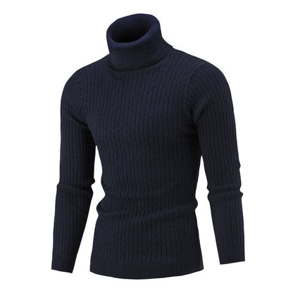 Herren Strickpullover Eleganter Stehkragen Zopfmuster Modern