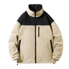 Herren Fleecejacke Warm Hochkragen Reißverschluss Taschen