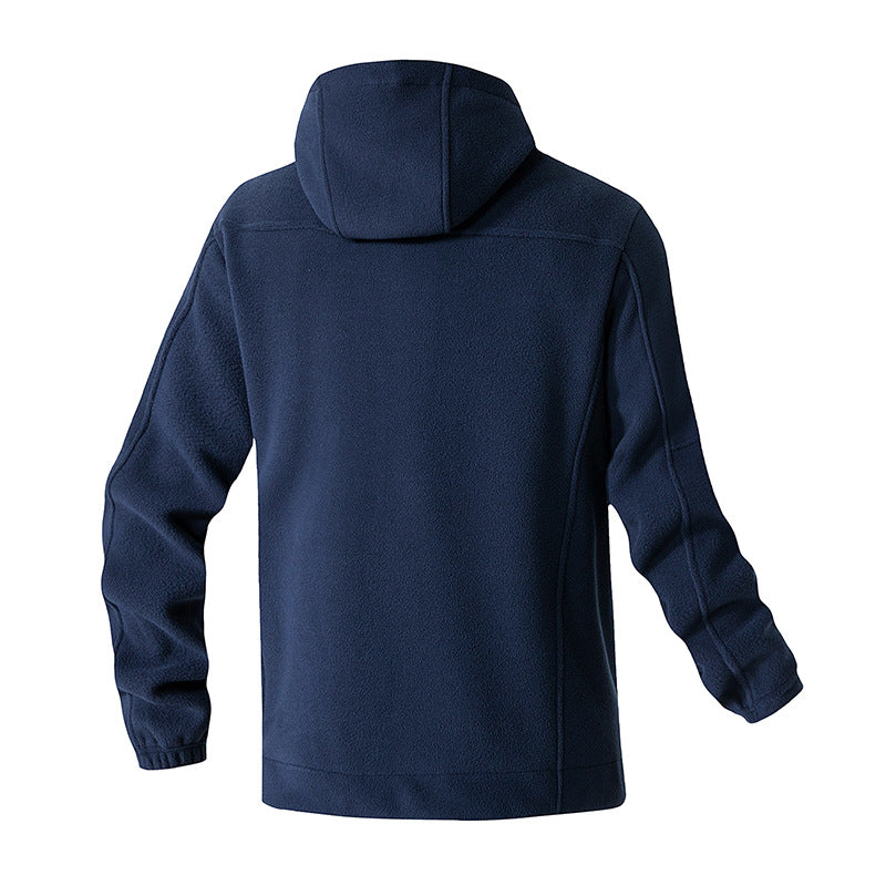Herren Fleecejacke Wasserdicht mit Kapuze und Reißverschlusstaschen