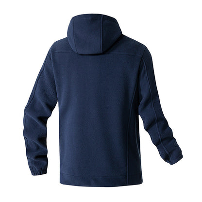 Herren Fleecejacke Wasserdicht mit Kapuze und Reißverschlusstaschen