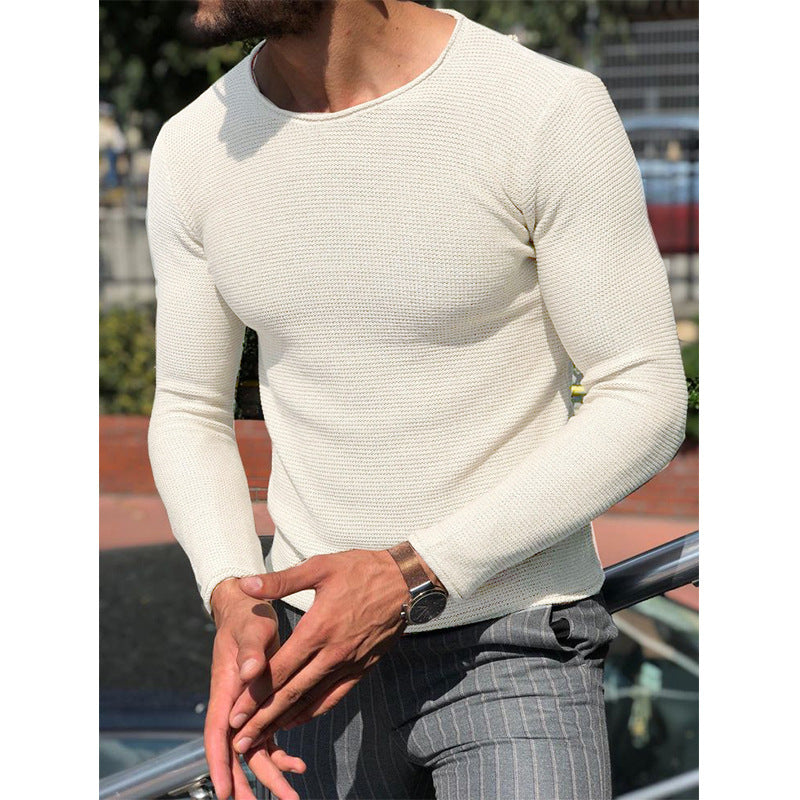 Herren Langarm T-Shirt Strukturiert Trendig Modern