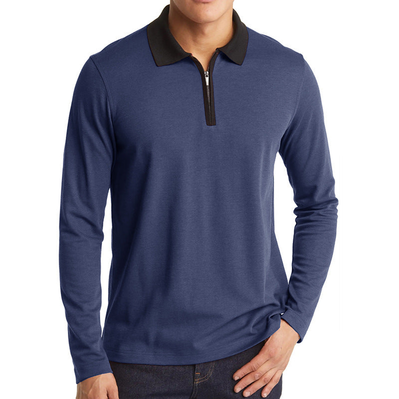 Herren Sportpolo Langarm Stehkragen Reißverschluss Funktionales Design