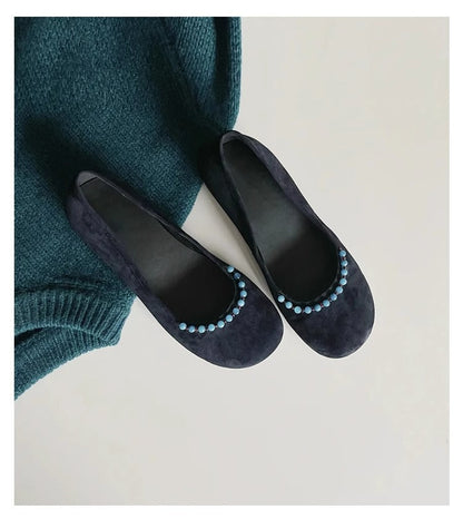 Damen Ballerinas mit Pom-Pom Detail Moderne Frauen Schuhe