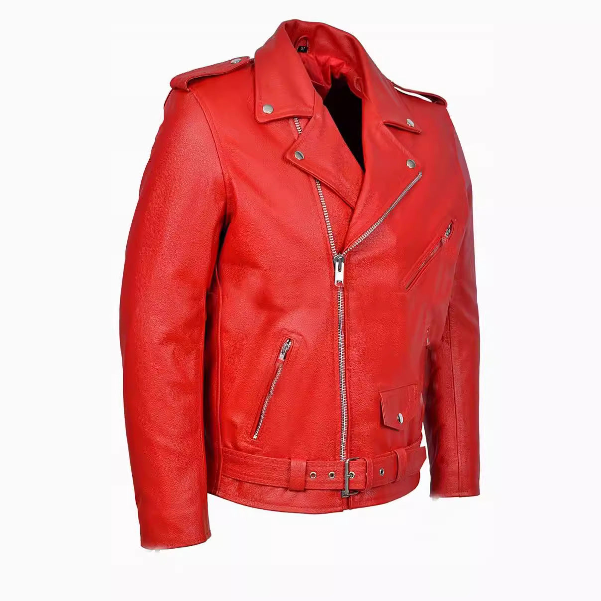 Leder Bikerjacke Herren Schwarz Gürtel Jetzt kaufen