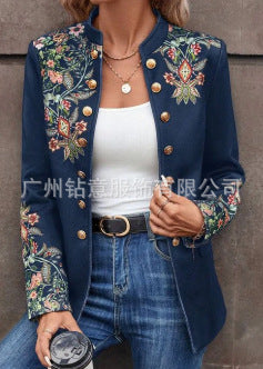 Elegante Damenblazer Jacke mit Stickereien Modern