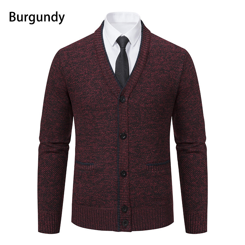 Herren Strickjacke V-Ausschnitt Elegante Details Modern