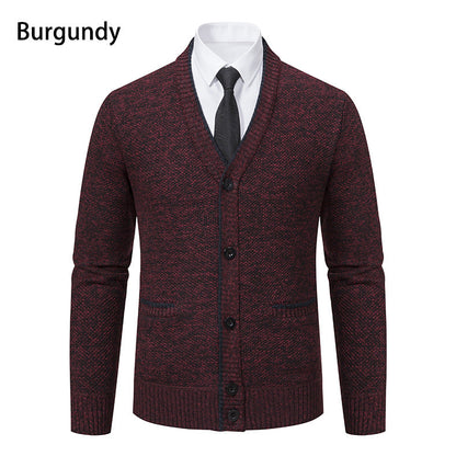 Herren Strickjacke V-Ausschnitt Elegante Details Modern