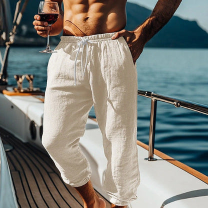 Herren Leinenhose Lässig Bequem Sommer