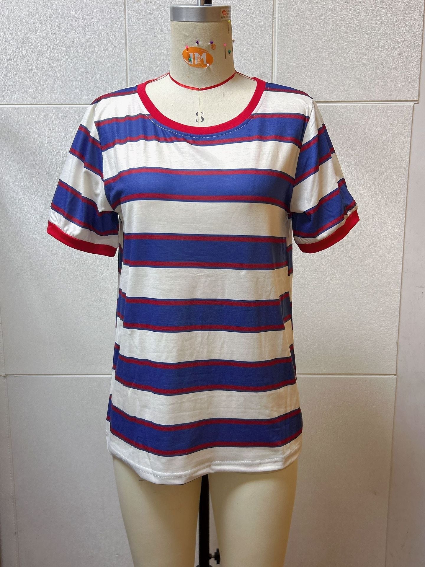 Damen T-Shirt Kurzarm Streifen Rundhals Modern