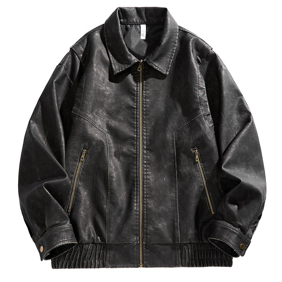 Lederjacke Herren Kurz Lederjacke Elastisch Mit Taschen - BerlinGlamour