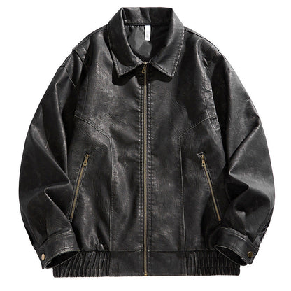 Lederjacke Herren Kurz Lederjacke Elastisch Mit Taschen - BerlinGlamour