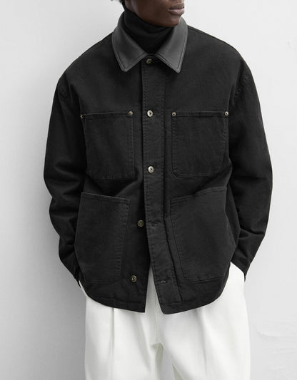 Männer Utility-Jacke Modern mit großen Taschen und verstellbarem Kragen