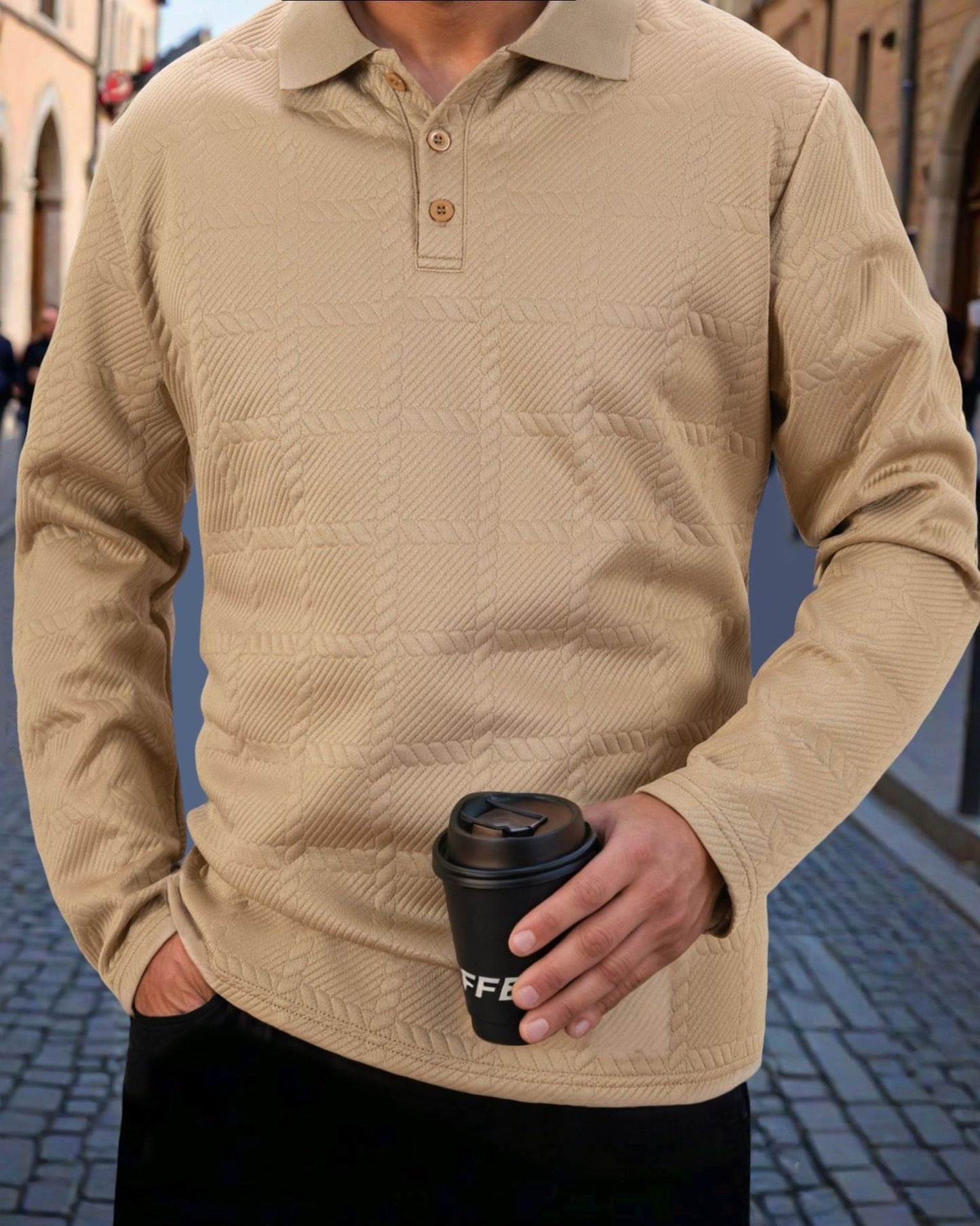 Herren Polohemd Langarm Strukturiert Modern Berlin Style