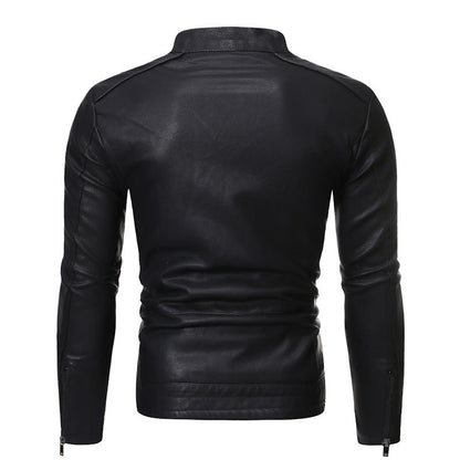 Lederjacke Herren Biker Stil Asymmetrisch Gesteppt