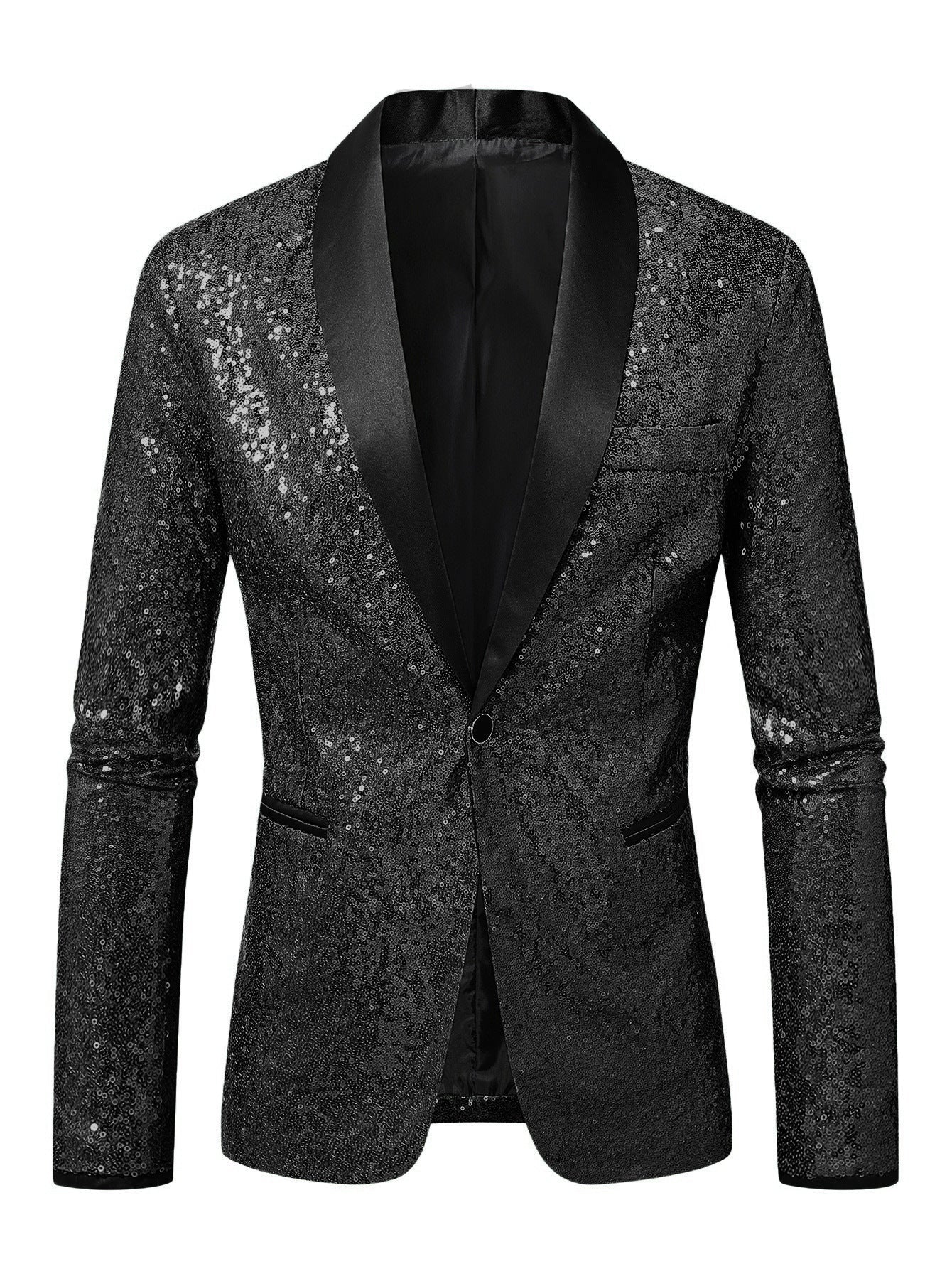 Herren Blazer Pailletten Modern Schnitt Glamour