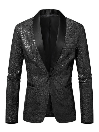 Herren Blazer Pailletten Modern Schnitt Glamour