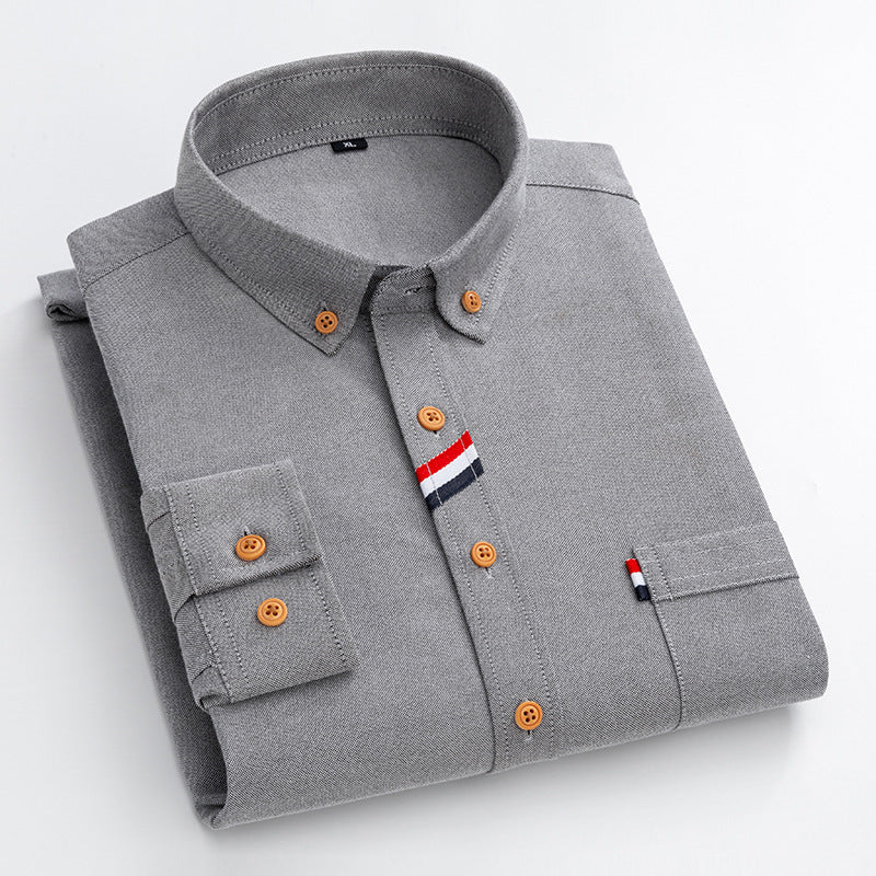 Herren Hemd Chambray Blau Modern Mit Kontrast